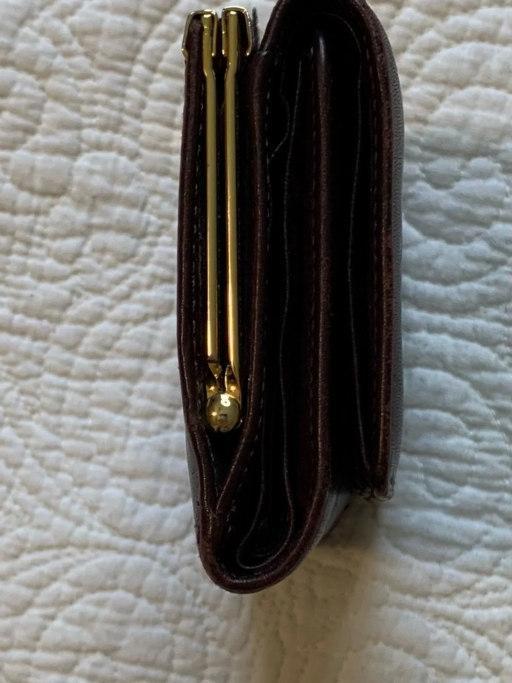 Vintage Etienne Aigner Smooth Leather Compact Trifold Wallet with Gold Logo